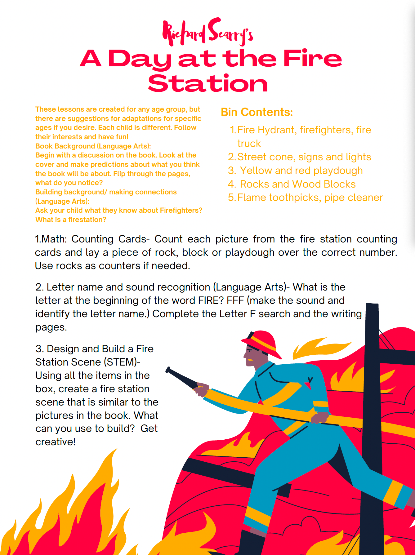 A Day at the Fire Station Laminated Learning Guide