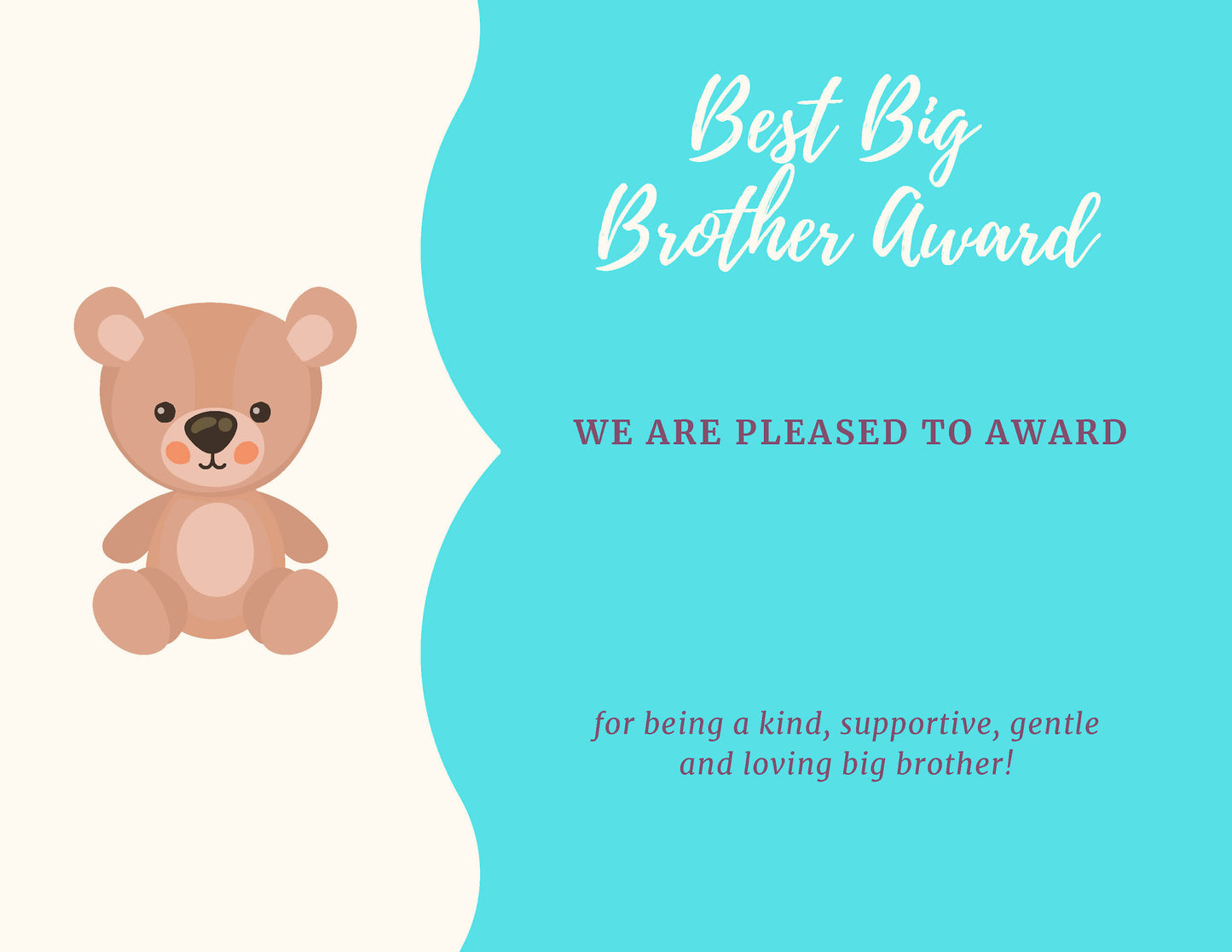 Best Big Brother Printed Certificate