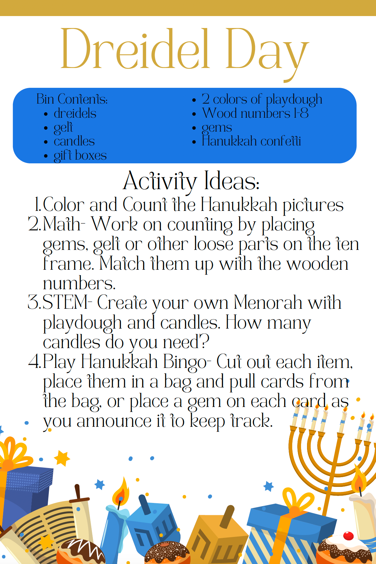 Dreidel Day Laminated Learning Guide